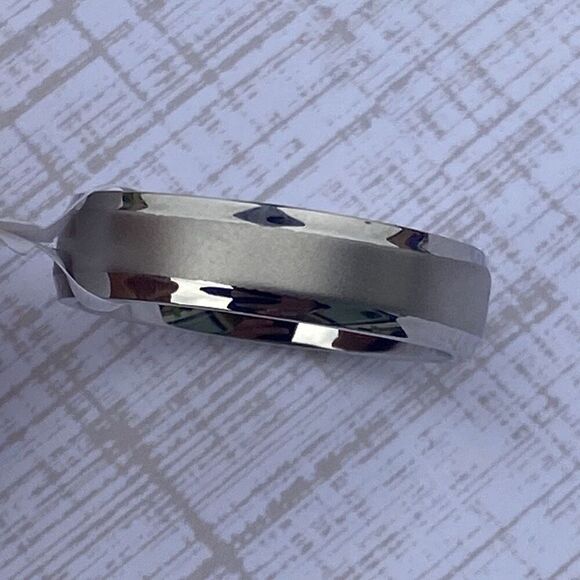 Men's Stainless Steel Ring Matte Stripe Chrome Edge size 10 - Picture 4 of 5